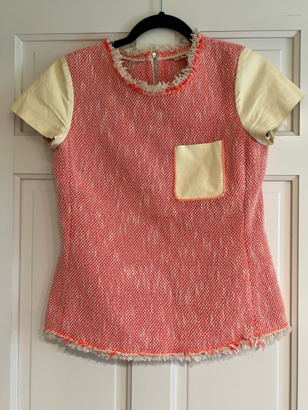 Rebecca Taylor Tweed & Leather Top
